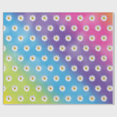 レインボーグラデーションの白いデイジー ラッピングペーパー (フラット)