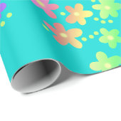 レインボーグラデーションの花の包装紙 ラッピングペーパー (ロールコーナー)