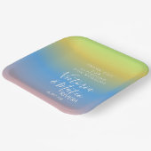 レインボーグラデーションイエローブルー結婚ピンク ペーパープレート (傾斜あり)