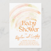 レインボーグラデーションオユニセックスレンジスターズ赤ちゃんシャワー 招待状 (正面)