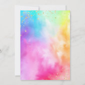 レインボーグラデーションカラフルグリッター第1誕生日パーティー 招待状 (裏面)