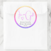 レインボーグラデーションキュートグリッタースターフレームベビーシャワー ラウンドシール (バッグ)