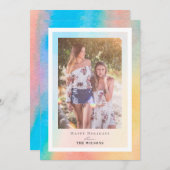 レインボーグラデーションクリスマスホリデーフォトカード 招待状 (正面/裏面)