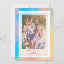 レインボーグラデーションクリスマスホリデーフォトカード 招待状