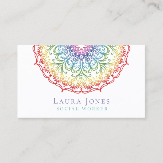 レインボーグラデーショングラデーション曼荼羅レディーススタイリスト 名刺 (正面)