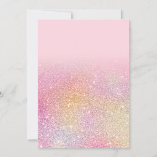 レインボーグラデーショングリッターガーリーピンクスウィート16 招待状 (裏面)