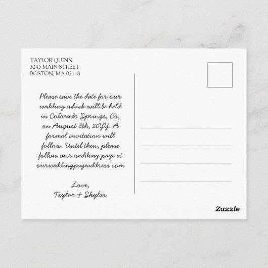 レインボーグラデーションゲイウェディング日付を保存 ポストカード (裏面)