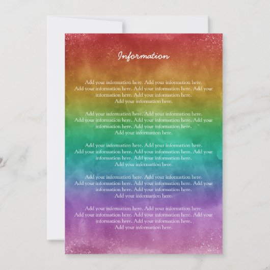 レインボーグラデーションストリングライト詳細ゲイ結婚の 招待状 (裏面)