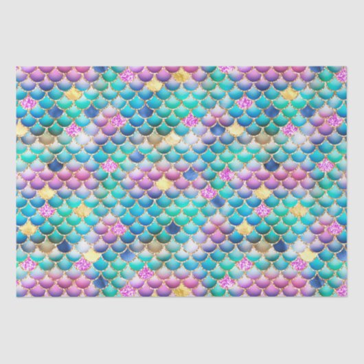 レインボーグラデーションフォイル&金ゴールドグリッターマーメイドはかりで測 薄葉紙 (正面)