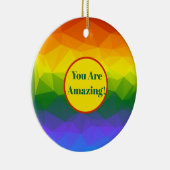 レインボーグラデーションポリゴン セラミックオーナメント (右)