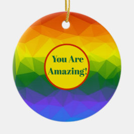 レインボーグラデーションポリゴン セラミックオーナメント