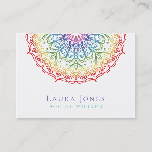 レインボーグラデーションマンダラレディースプライド美容師 名刺 (正面)