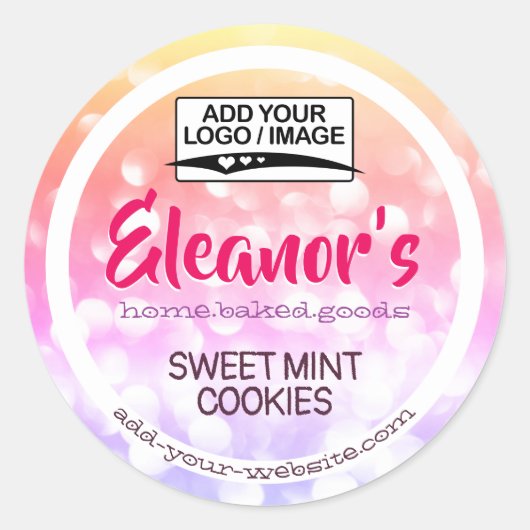 レインボーグラデーションロゴケーキ製品包装ラベル ラウンドシール (正面)
