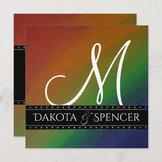 レインボーグラデーション |はっきりしたカラフルプライドフラグ抽象芸術 招待状 (正面/裏面)