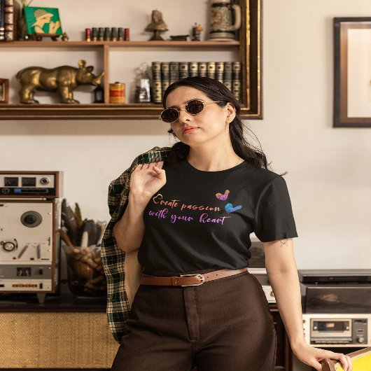 レインボーグラデーション「心で情熱を創る」 Tシャツ