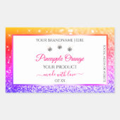 レインボーグリッターおよび白製品包装ラベル 長方形シール (正面)