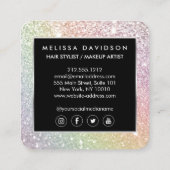 レインボーグリッターとグラマー美しい スクエア名刺 (裏面)