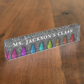 レインボーグリッタークライアンズアート先生新学期 デスクネームプレート (側面)