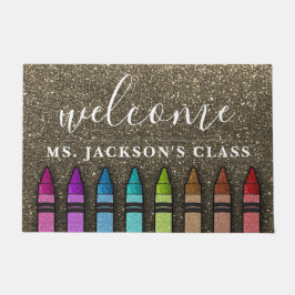 レインボーグリッタークレヨン先生教室 ドアマット