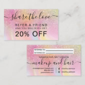 レインボーグリッターグラデーション虹一角ホログラフィック 紹介カード (正面/裏面)