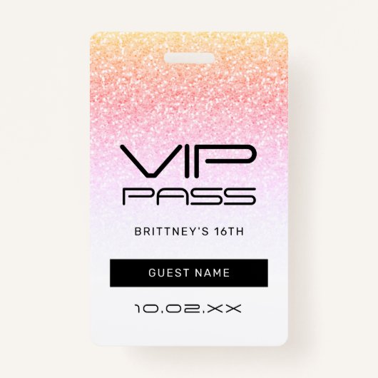 レインボーグリッターグラムVIPパス16招待状 バッジ (正面)