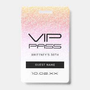 レインボーグリッターグラムVIPパス30招待状 バッジ