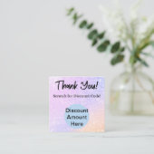 レインボーグリッタースクラッチオフ割引カード スクエア名刺 (スタンド正面)