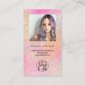 レインボーグリッタースクリプト写真のロ感謝していゴの順序 名刺 (裏面)