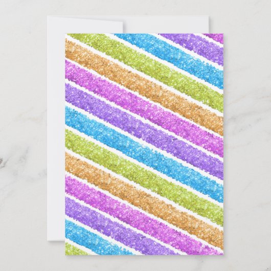 レインボーグリッターストライプ誕生日 招待状 (裏面)