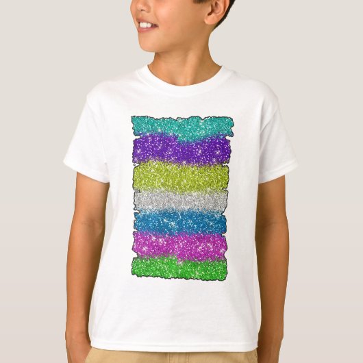 レインボーグリッターストライプ Tシャツ (正面)