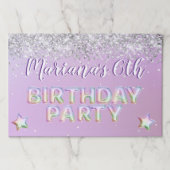 レインボーグリッタースパークルスバースデーパーティーランチョンマット ペーパーパッド (正面)