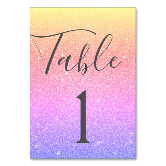 レインボーグリッタースパークルテーブル番号 テーブルナンバー (裏面)