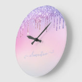 レインボーグリッタースパークルモダンスクリプガーリート ラージ壁時計 (傾斜)