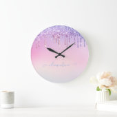 レインボーグリッタースパークルモダンスクリプガーリート ラージ壁時計 (ホーム)