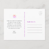 レインボーグリッタードットスウィート16誕生日サンキュー ポストカード (裏面)