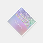 レインボーグリッタードリップスガールバースデーパーティー スタンダードカクテルナプキン (角)