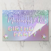 レインボーグリッタードリップスバースデーパーティーランチョンマット ペーパーパッド (折り畳み)