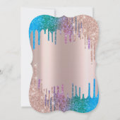 レインボーグリッタードリップスフラミンゴススウィート16誕生日 招待状 (裏面)