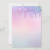 レインボーグリッタードリップピンクベビーシャワー 招待状 (裏面)