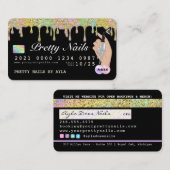 レインボーグリッタードリップホログラフィック爪、 ネイル技術クレジット 名刺 (正面/裏面)