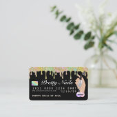 レインボーグリッタードリップホログラフィック爪、 ネイル技術クレジット 名刺 (スタンド正面)