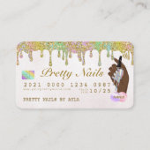 レインボーグリッタードリップホログラフィック爪、 ネイル技術クレジット 名刺 (正面)