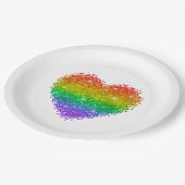 レインボーグリッターハート ペーパープレート (アングル)