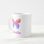 レインボーグリッターバタフライガーリーキュイ コーヒーマグカップ (正面左)