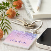 レインボーグリッターパーソナライズされたキーチェーン キーホルダー (正面右)