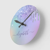レインボーグリッターパーソナライズされた ラウンド壁時計 (傾斜)