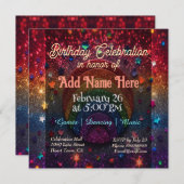 レインボーグリッターパーティー 招待状 (正面/裏面)