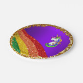 レインボーグリッターパープルユニコーンパーティー紙プレート ペーパープレート (アングル)