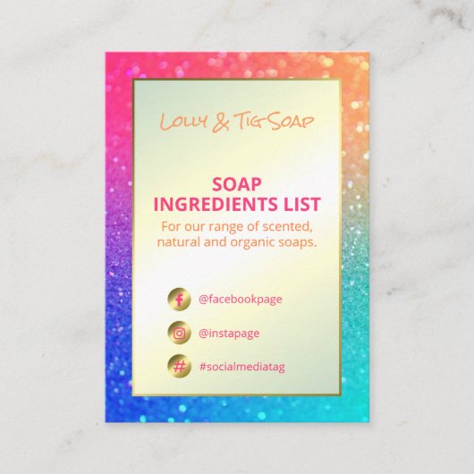 レインボーグリッターフレグランス材料 名刺 (正面)