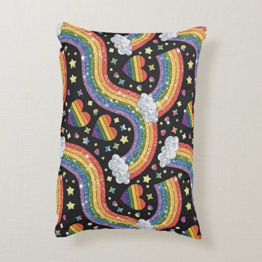 レインボーグリッタープライド | きらめくLGBTQ+ アクセントクッション (裏面(縦))